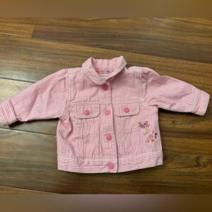 The Children’s Place vintage y2k denim pink/white stripe jacket